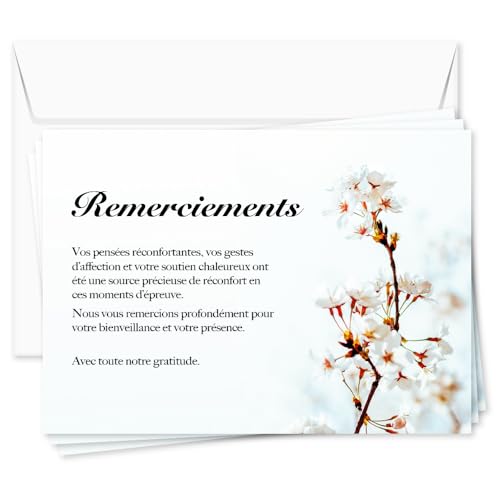 Cartes de condoléances et deuil de qualité supérieure format A6 avec enveloppes