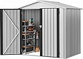 DWVO 6x4ft Outdoor Storage Shed, Lockable Metal Tool Storage Sheds, Waterproof Garden Sheds with Vents for Backyard, Patio, Garage, Lawn, White