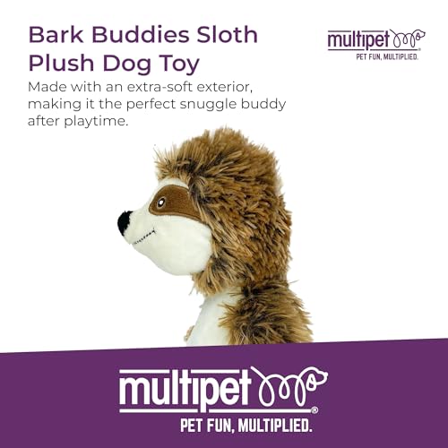 Multipet Bark Buddies Sloth Dog Plush Toy - Squeaky Dog Toy for All Dogs - Extra Soft Plush Dog Toy - Stuffed Animal Dog Toy for Cuddling & Playing - Cute Dog Pet Toy (10") - Image 3