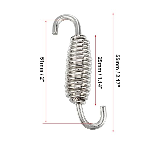 A ABSOPRO 6 Stück Auspuff Feder Auspufffedern Motorrad Edelstahl Schalldämpfer Auspuffrohr Federn 55mm