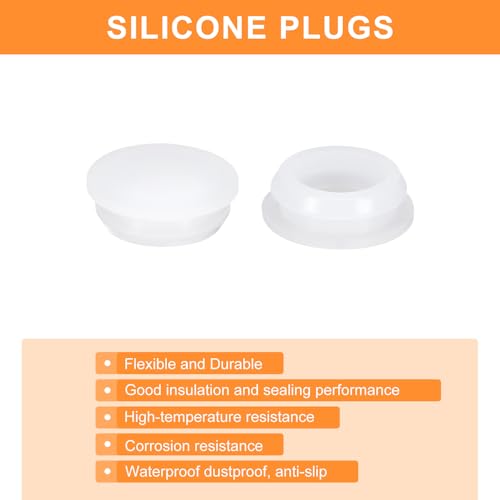 Image of uxcell 26 Pcs Silicone Plugs, Rubber Round Snap in Locking Hole Plugs for 14.5-15.5mm Hole, Hole Stoppers Waterproof Hole Plug for Metal Tube, Furniture End Caps Inserts, Clear