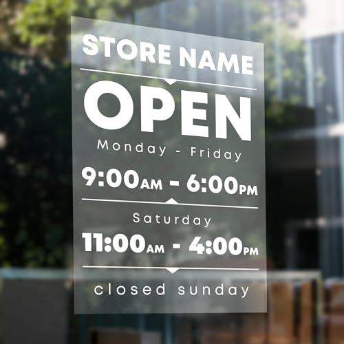 CRYPTONITE Custom Wall Decal Business Hours Sign for Stores | Hours of Operation Signs for Business with Logo | Open Closed Signs for Business | Business Hours Sign for Glass Door | Wall Decal for Office (BH-1) - Thumbnail 7