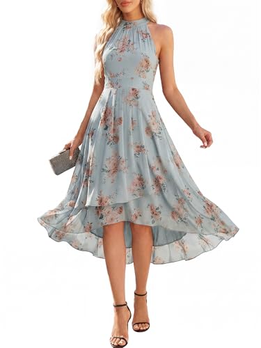 Image of Ever-Pretty Women's Halter Chiffon Midi Cocktail Wedding Guest Dress