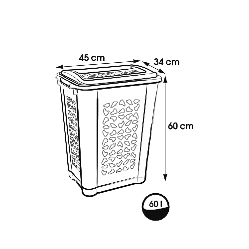 keeeper Wäschebox mit Einwurfschlitz und aufklappbarem Deckel, Luftdurchlässig, 60 l, Per, Nordic Grey