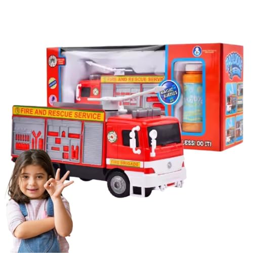 Image of Kids Mandi Electric Toys Bubble Fire Fighting Truck Bubble Car Toys Fire Engine Cartoon Toy Car with Music Light