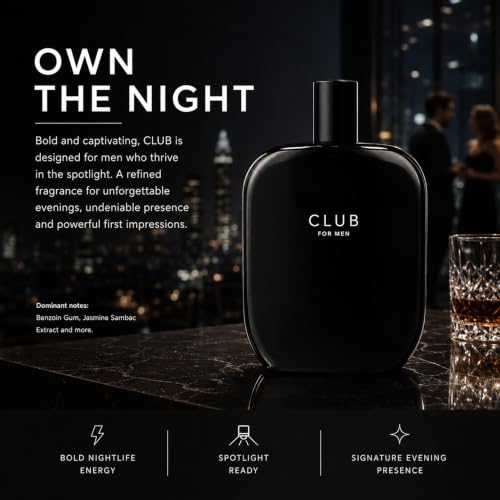 Image of Fragrance One CLUB for Men 3.4 Fl Oz | Extrait de Parfum by Jeremy Fragrance, fresh woody scent with benzoin gum & jasmine sambac, for nightlife, clubs & parties