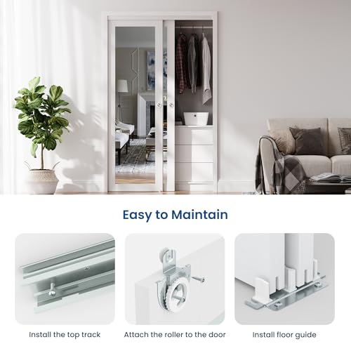 Image of Sliding Mirror Closet Door for 96 inch x 80 inch Opening, White