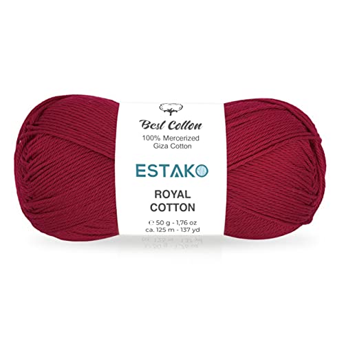Image of Estako Royal Cotton, 100% Mercerized Giza Cotton Yarn, Soft, Super Fino 1 for Crochet and Knitting 1.76 Oz (50g) / 137 Yrds (125m) (5087)