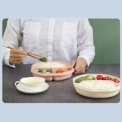 pudełko na lunch, Lunch Box dla dorosłych szczelny 3-komorowy wielokrotnego użytku pojemnik na lunch naczynia przechowywanie żywności(Roze)