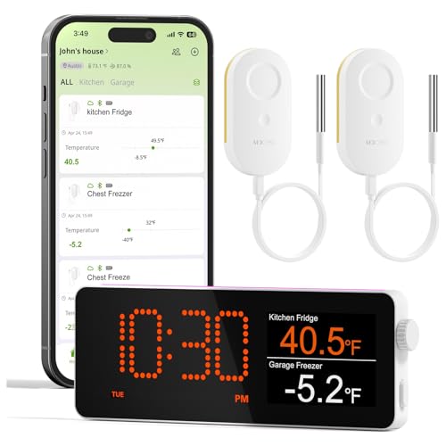 MOCREO WiFi Freezer Thermometer with Freezer Alarm, Screen Display, App Email Buzzer Alerts, Power...