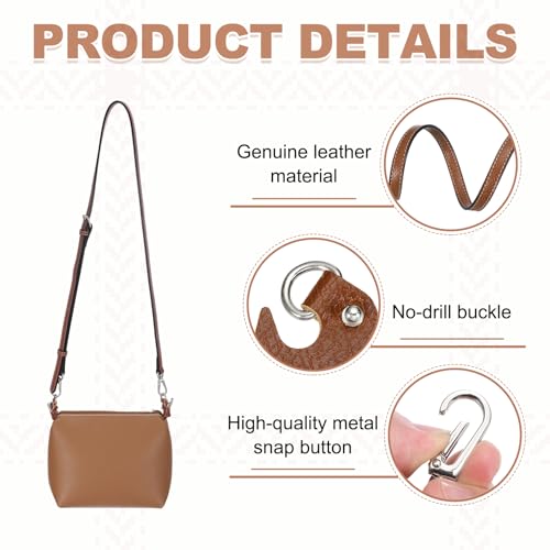 Kit de conversión para mini bolsa con correa de repuesto ajustable para hombro rota 3