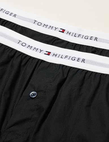 Tommy Hilfiger Uomo Pantaloncino Boxer Confezione da 2 Woven Boxer Cotone, Nero (Black/Black), S - Immagine 1