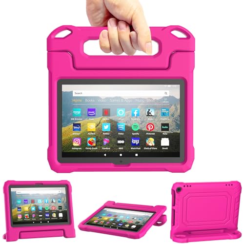 Image of DJ&RPPQ Child-Friendly Body Rugged Heavy (Incompatible 8in Sony Nokia) Duty Shockproof Case with Kickstand for Kids- Pink