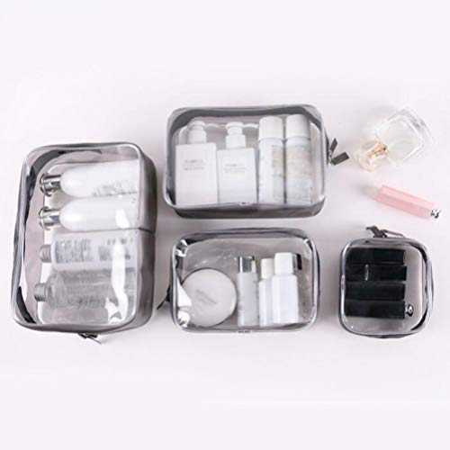 Cabilock 4 peças transparentes de PVC, necessaire de viagem, bolsa de cosméticos, bolsa de maquiagem