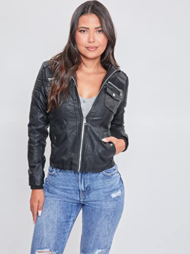 Ymi Womens Junior Full Length Puffer With Detachable Sherpa Hood Jacket, Black, Large Us (J1673) #TOP1