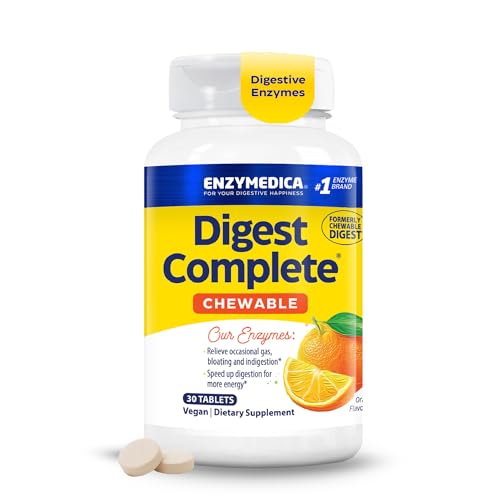 Enzymedica Digest Complete Chewable - Digestive Enzyme Supplement for Women & Men Chewable Enzyme Tablets for Digestion Gut Health Support Helps Gas & Bloating Energy Support Vegan - 30 Tablets