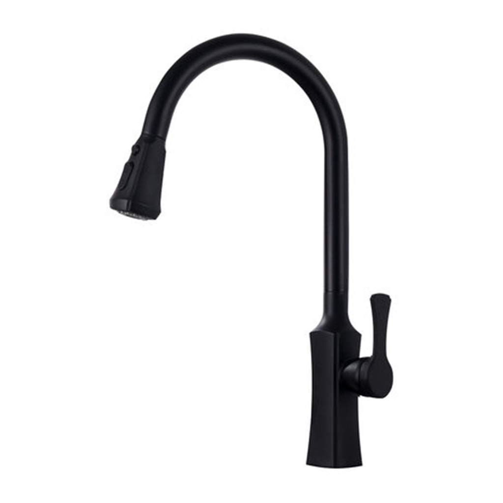 Robinet d'évier de cuisine noir tout cuivre au design rond épuré