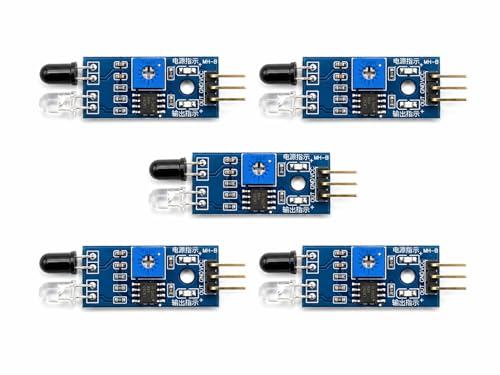 Image of Tishvi IR Sensor Module for Obstacle Detection - High Sensitivity Infrared Proximity Sensor with Adjustable Distance, Compatible with Arduino, Raspberry Pi, and ESP32 Projects (Pack of 5)