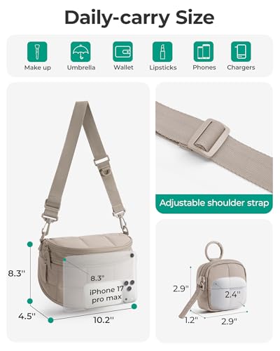 Image of BAGSMART Crossbody Bags for Women, Puffer Cute Bum Bag with Pouch, Quilted Hobo Bag for Daily Travel College