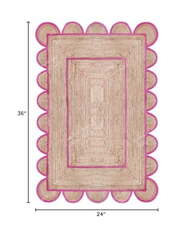 Tapete Chouhan Rugs de Yute Natural Trenzado Rosa miniatura 3