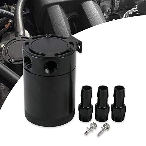 Récupérateur d'huile Universel en Aluminium Moteur, GOGOLO Oil Catch Can Réservoirs de Carburant avec Filtre Reniflard Voiture, Noir(PAS DE TUYAU)