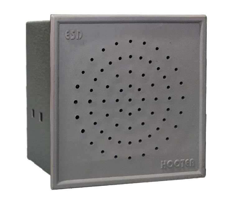 ESD Audio Visual Hooter: Compact 92 x 92 mm panel-mounted device combining 80 dB sound output, adjustable volume, five super-bright red LEDs, and an Accept Push Button.-image-40