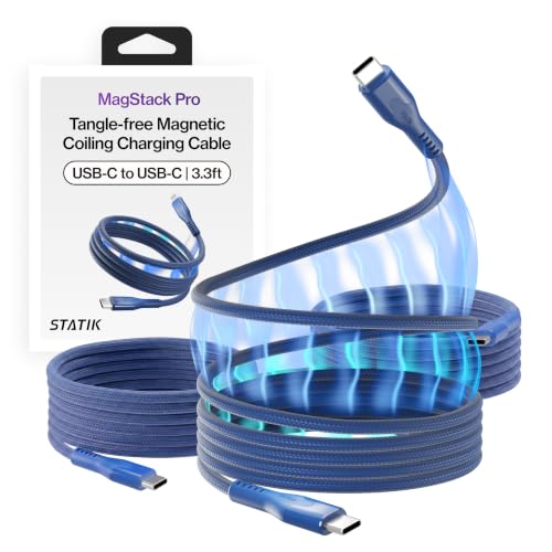 Image of Statik MagStack Pro USB C to USB C Coiling Magnetic Charging Cable,100W