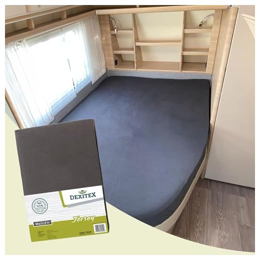 Dexitex - Spannbettlaken Wohnmobil - Französische Bettwäsche - für Wohnwagen Bett - Oeko-TEX - 100% Baumwolle, 1 Stück - Rechts - Antrazith 9 Dexitex - Spannbettlaken Wohnmobil - Französische Bettwäsche - für Wohnwagen Bett - Oeko-TEX - 100% Baumwolle, 1 Stück - Rechts - Antrazith