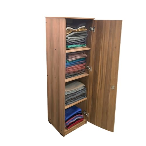 Image of Amazon Brand - Solimo Optima Engineered Wood 5ft 1 Door Wardrobe for Clothes | Storage Organizer | Storage Cabinet | Multipurpose Almirah for Bedroom - Leon Teak, 5ft