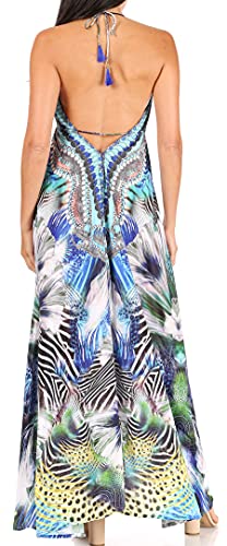 Image of Sakkas Lizi Womens Maxi High-Low Halter Handkerchief Long Dress Beach Party