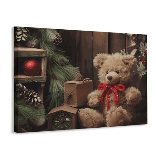 Toile murale de Noël carrée avec cadre 40x30 cm pour décoration de salon