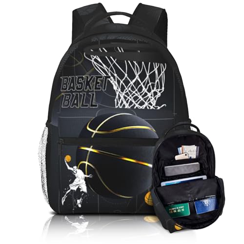 Basketball Backpack for Boys School Bag Sports Theme Boys Backpack for Kids Children Teens Elementary Middle School Bookbag Travel Back Pack for Age 6-18