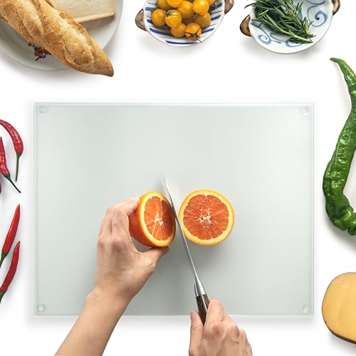 Tabla de Cortar de Vidrio 40 x 30 cm: Protector de Encimera de Vidrio para Cocina - Vidrio Templado...