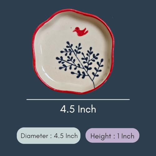 Image of WEAVING HOMES Luxurious Birdie- Dessert Plates, Ceramic Plates, Size: 11 cm Microwave & Dishwahsher Safe (Set of 1)