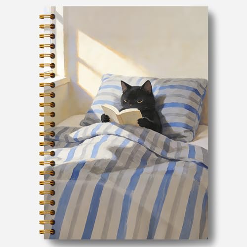 Carnet de notes chat noir bookworm journal intime pour amoureux des livres