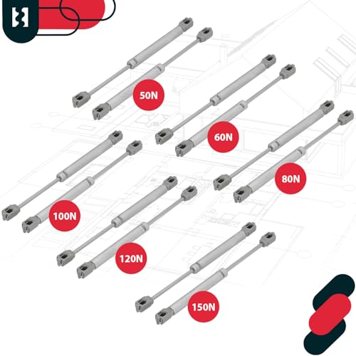 KOTARBAU® 2er Set Klappenbeschlag Gasdruckfeder 60 N Möbel Stoßdämpfer Küchenschrank Gasfeder Dämpfer Schranktür Softclose Türdämpfer Tür Dämpfung Silber Gasdruckdämpfer