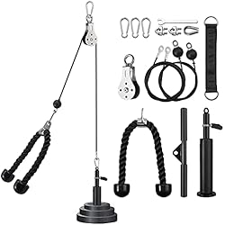 Polea Pesas Casera VINTEAM Kit de Cables de Poleas Sistema de Polea Gimnacio para Trabajar Bíceps, Tríceps, Hombros, Espalda Entrenamiento en Casa con Pasador de Carga Cuerda de Pulley Barra de Tracción Mosquetones