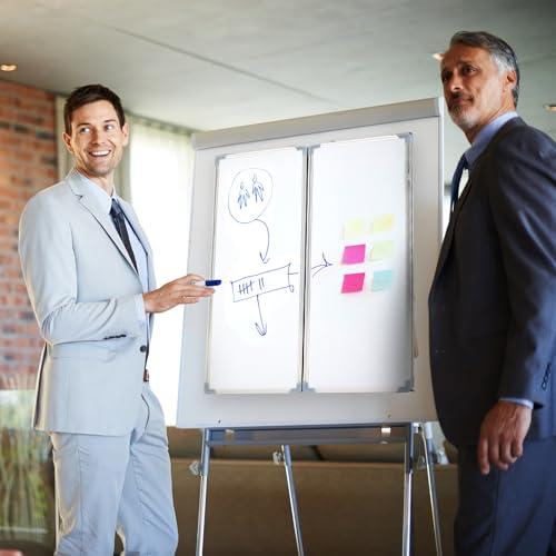 Image of AmazingSpark 24 inch x 18 inch Foldable Whiteboard Dry Erase Board Large Tri Folding Whiteboard Magnetic Dry Erase Board, Wall Aluminium Frame and Pen Tray for Office, Home