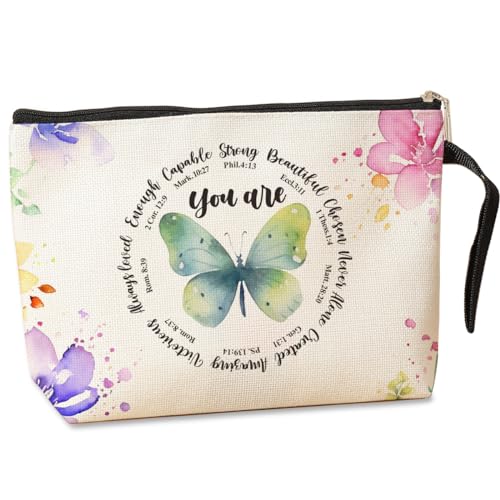 Inspirational Christian Gifts for Women Makeup Bag Religious Gifts Makeup Zipper Pouch Bag Bible Verse Cosmetic Bag Scripture Christmas Birthday Gifts Skincare Bag for Her Soul Sisters Grandmother