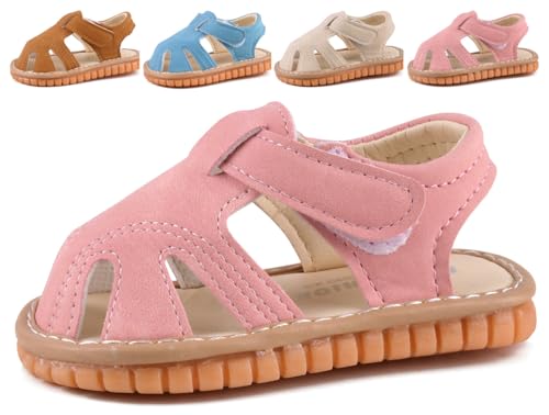 Image of Baby Boys Girls Squeaky Sandals Summer Closed-Toe Anti-Slip Premium Rubber Sole Toddler First Walkers Shoes