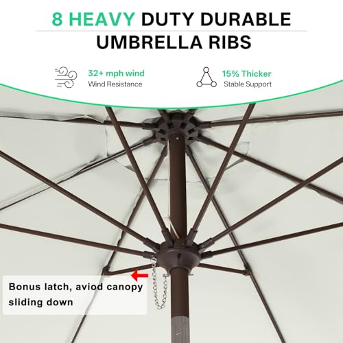 Image of ABCCANOPY 10ft Scalloped Patio Umbrella, Outdoor Table Umbrella with Tilt and Crank, Fiberglass Ribs Deck Umbrella for Patio, Pool, Garden, Picnic (Light Beige)