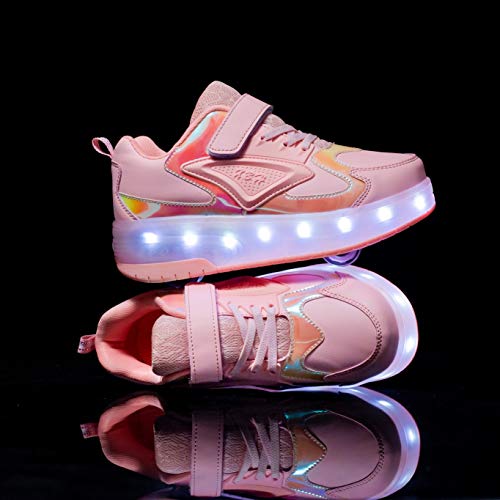 Image of HHSTS Kids Shoes - New Upgraded with Wheels LED Light Color Shoes Shiny Roller Skates Skate Shoes Simple Kids Gifts Boys Girls The Best Gift for Party Birthday Christmas Day