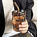 BLUEPOLAR 13oz/400ml Tumbler Water Glass, Cups with Straw and Lid Sealed Carry on for Coffee, Iced Tea, Thick Wall Insulated Glass Cup (Amber)…