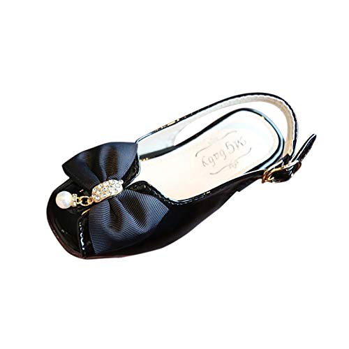 Girls' Sandals Sandals Princess Bowknot Crystal Shoes -Toe Toddler Baby Girls Children Girl's Shoes (Black, 1.5 Little Kid)
