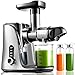 Extracteur de Jus, AMZCHEF Extracteur à Jus de Fruits et Légumes avec 2 vitesses/2 bouteilles d'eau portable (500ml)/écran LED/brosse de nettoyage et moteur silencieux pour légumes et fruits,Argent