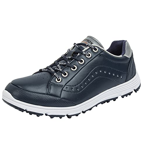 Zapatillas De Golf Impermeables para Hombre Sin Clavos, De Ajuste Ancho, Cómodas Y Ligeras,Azul,42 EU Cover