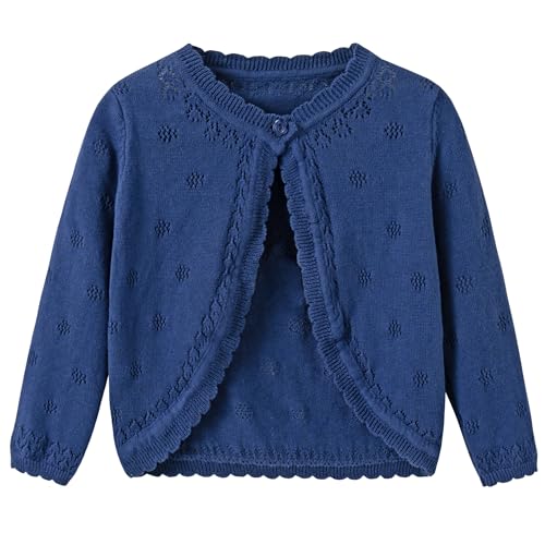 Toddler Girls Knit Cropped Bolero Shrug Little Kids Long Sleeve Open Front Cardigan Sweater, 6Months-7Years