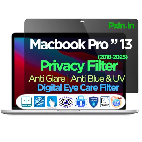 Image of Pxin 13 Inch Macbook Pro (2018-2025) Privacy Screen | Digital EyeCare Filter | 99% UV (A /B /C) Block | Anti Glare | Magnetic /Pro Version | Adv. Laptop Privacy Protector