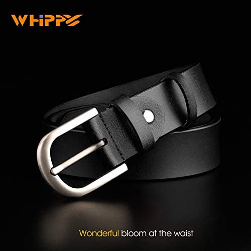 Image of WHIPPY Women Leather Belt for Jeans Pants Dresses Black Ladies Waist Belt with Pin Buckle