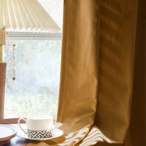 Collact Velvet Curtains 108 Inches Long 2 Panels Set Room Darkening Gold Living Room Curtains Window Treatments Thermal Insulated Curtains Super Soft Luxury Drapes For Bedroom Rod Pocket Caramel Brown #TOP6